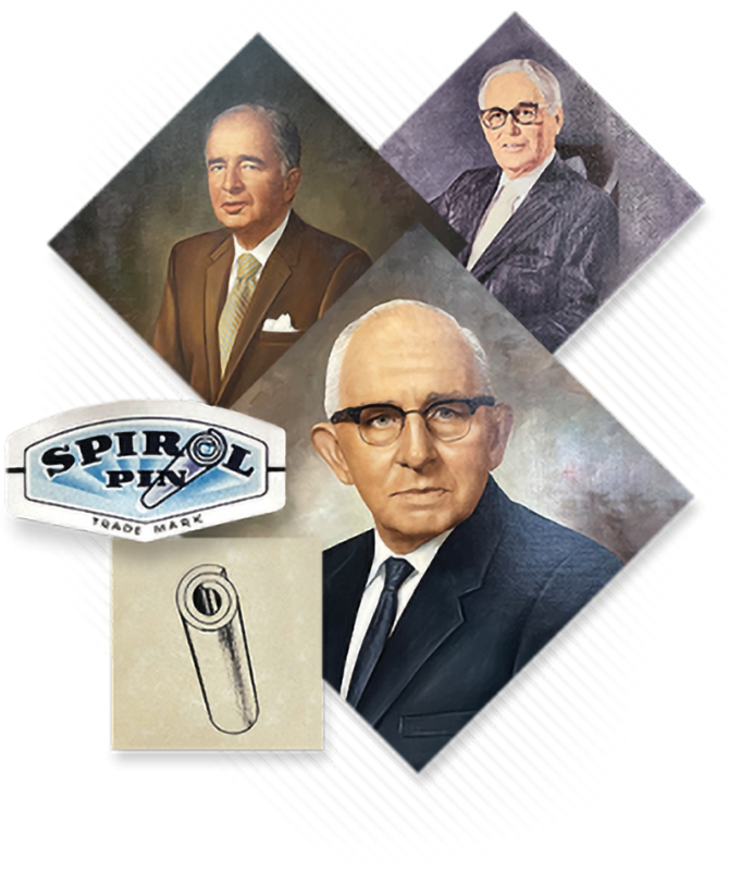 Fundadores de SPIROL: Herman Koehl (abajo), Walther G. von Conta (a la derecha), & Hans A. Prym (a la izquierda)